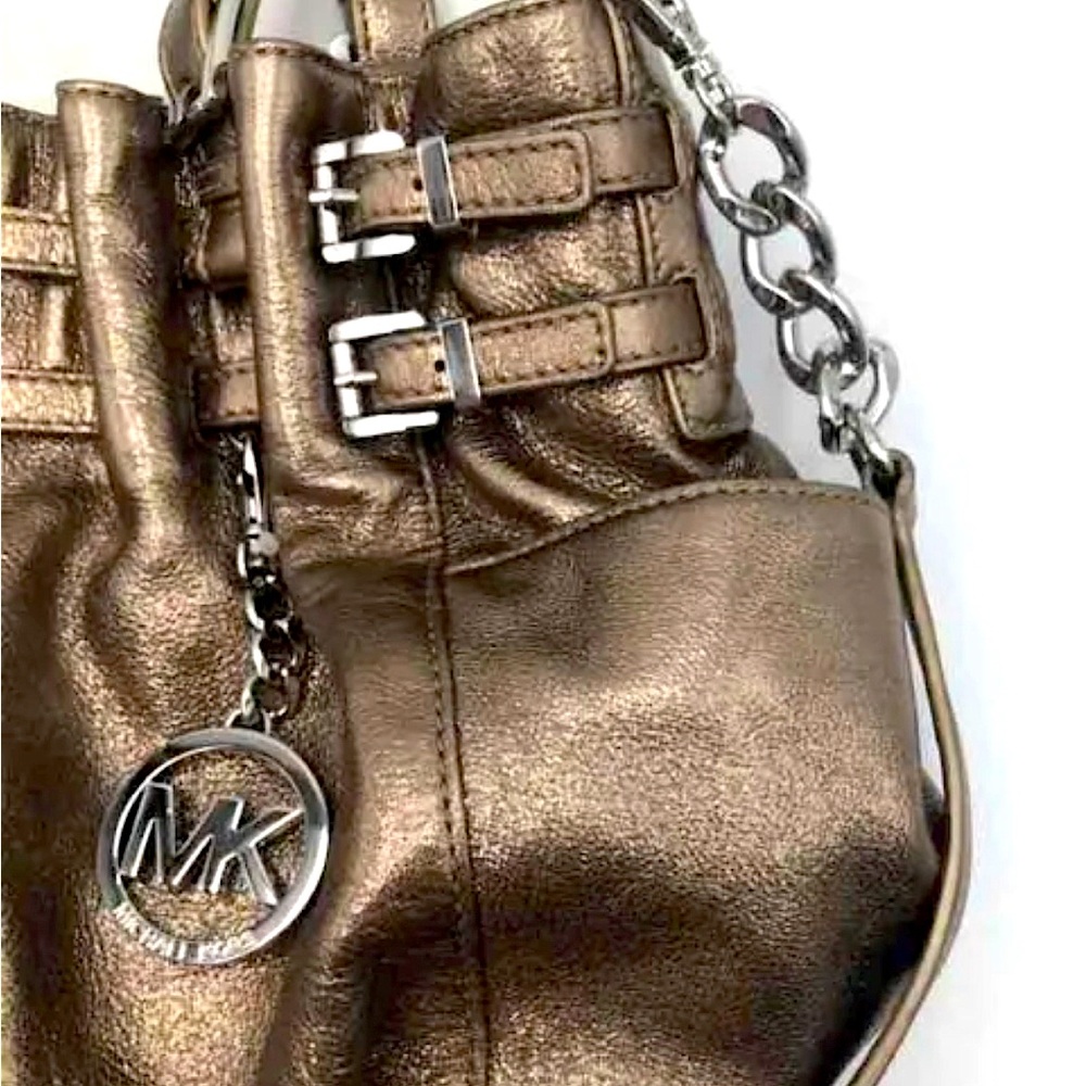 Michael Kors Gorgeous Metallic Bronze and Silver Tote Purse Bag - Picture 4 of 9